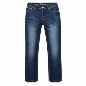 Departed Abalone Jeans Mens 30x32(26) Blue Boot‎ Cut Whiskered Contrast Stitch